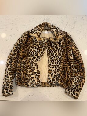 Rebecca Minkoff XXS Hudson Faux Fur Moto Jacket Leopard Print NEW